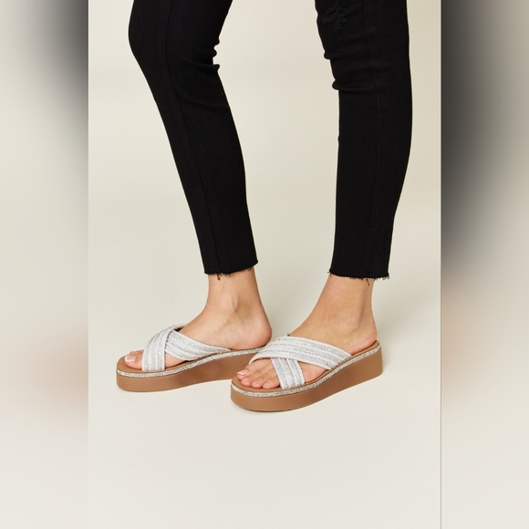 Forever Link Rhinestone Platform Wedge Sandals - Picture 2 of 7